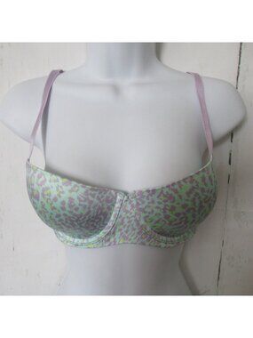 New Fenty X Savage Bra 34D Green Leopard Animal Print Underwire Back Closure